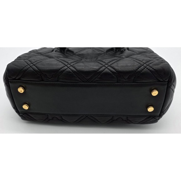 Metrocity Black Quilted Leather‎ Satchel Made In Italy With Gold Hardware #0349 - Picture 4 of 16